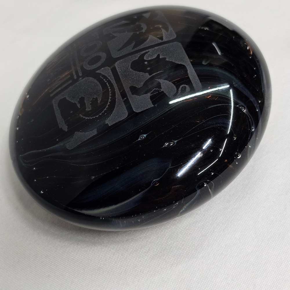 Zoo Miami Paperweight Glass Black Swirl Art Animal Souvenir‎ Desk Decor 3 Inch - Picture 8 of 10